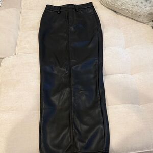 Good American Black Faux Leather Pencil maxi  Skirt